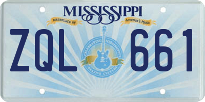 MS license plate ZQL661