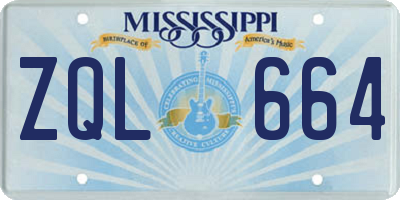 MS license plate ZQL664