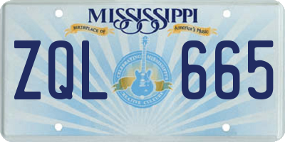 MS license plate ZQL665