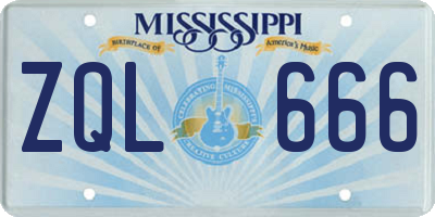 MS license plate ZQL666