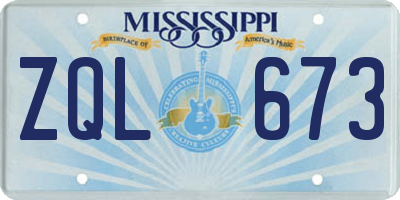 MS license plate ZQL673