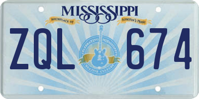 MS license plate ZQL674
