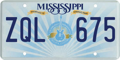 MS license plate ZQL675