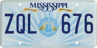 MS license plate ZQL676