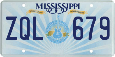 MS license plate ZQL679