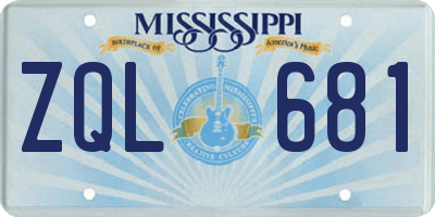 MS license plate ZQL681