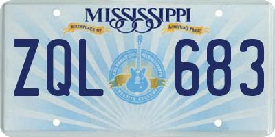 MS license plate ZQL683
