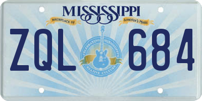 MS license plate ZQL684