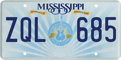 MS license plate ZQL685