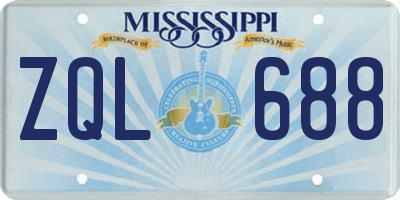 MS license plate ZQL688
