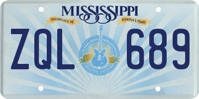 MS license plate ZQL689