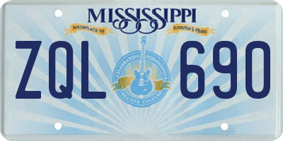 MS license plate ZQL690