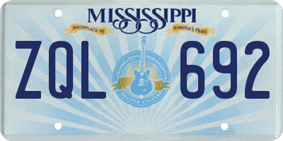 MS license plate ZQL692