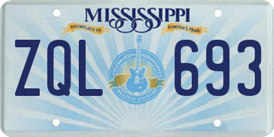 MS license plate ZQL693