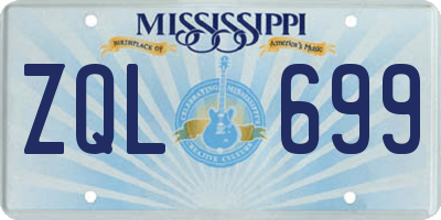 MS license plate ZQL699