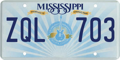 MS license plate ZQL703