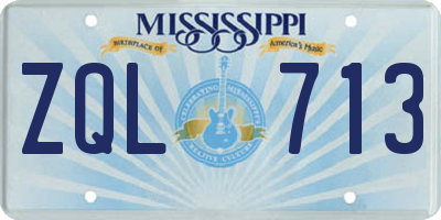 MS license plate ZQL713