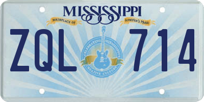 MS license plate ZQL714