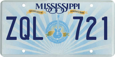 MS license plate ZQL721