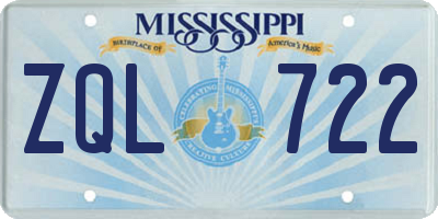 MS license plate ZQL722