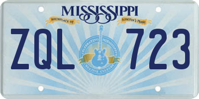 MS license plate ZQL723