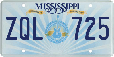 MS license plate ZQL725