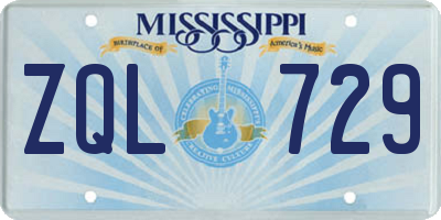 MS license plate ZQL729