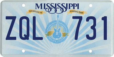 MS license plate ZQL731