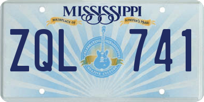 MS license plate ZQL741