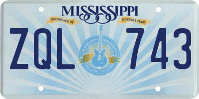 MS license plate ZQL743