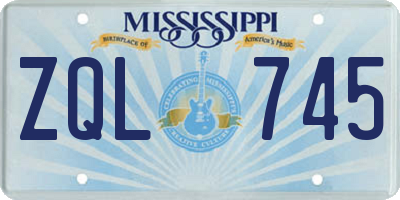 MS license plate ZQL745