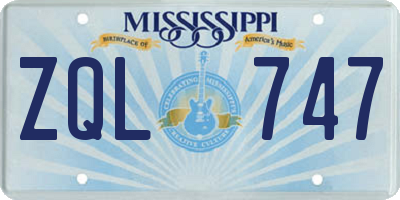 MS license plate ZQL747