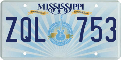 MS license plate ZQL753