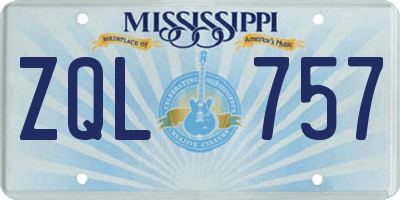 MS license plate ZQL757