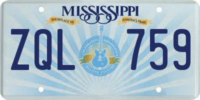 MS license plate ZQL759