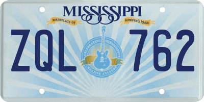 MS license plate ZQL762