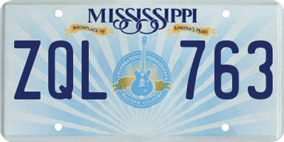 MS license plate ZQL763