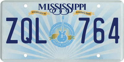 MS license plate ZQL764