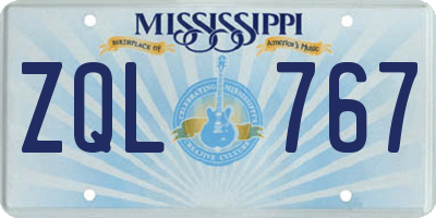 MS license plate ZQL767