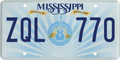 MS license plate ZQL770