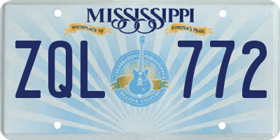 MS license plate ZQL772