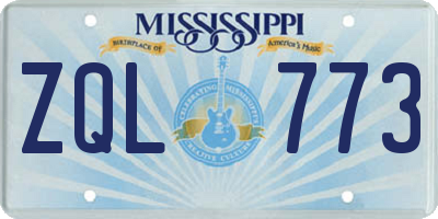 MS license plate ZQL773