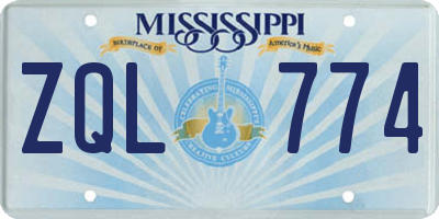 MS license plate ZQL774