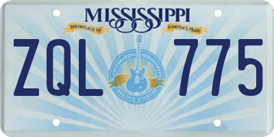 MS license plate ZQL775