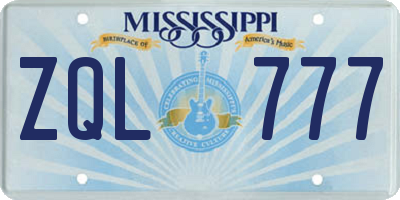 MS license plate ZQL777