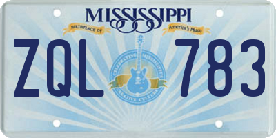 MS license plate ZQL783