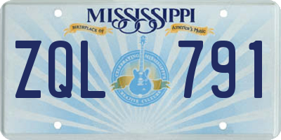 MS license plate ZQL791