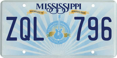 MS license plate ZQL796