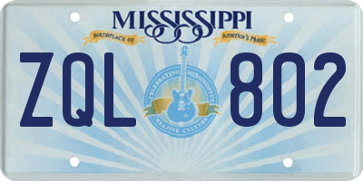 MS license plate ZQL802