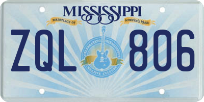 MS license plate ZQL806